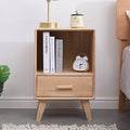 Wooden bedside table with drawer.