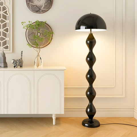 Black ophelia spiral floor lamp in living room