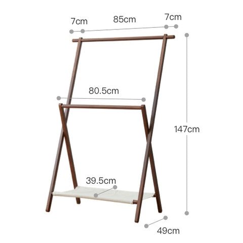 Wooden clothing rack with dimensions