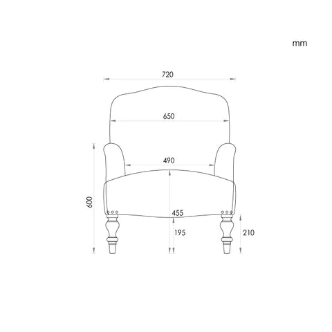 Diagram of armchair with dimensions