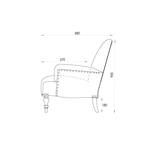 Diagram of armchair with dimensions