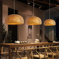 Three woven bamboo chandelier