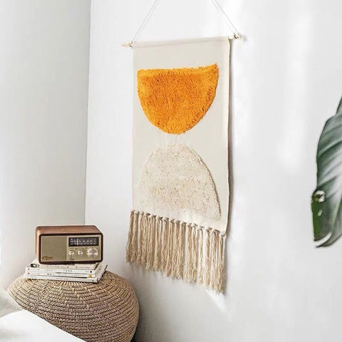 A woven hanging tapestry