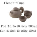 Teapot and bowls with dimensions