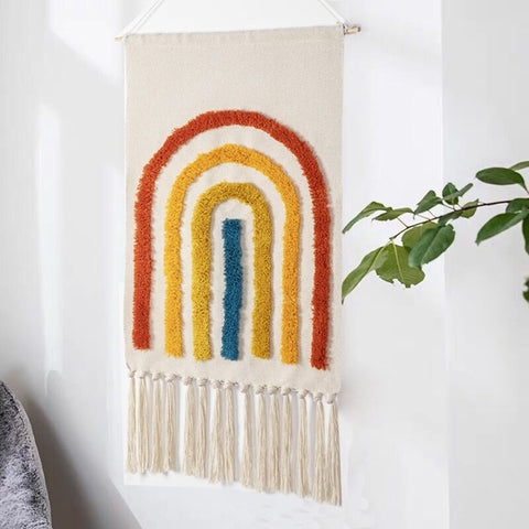 A woven hanging tapestry