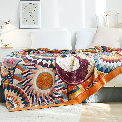 Geometric jacquard throw