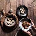 Ceramic plates with food