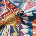 Close up of geometric jacquard throw