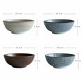 Round ceramic bowls with dimensions.