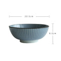 Round ceramic bowl with dimensions.