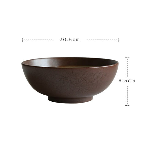 Round ceramic bowl with dimensions.