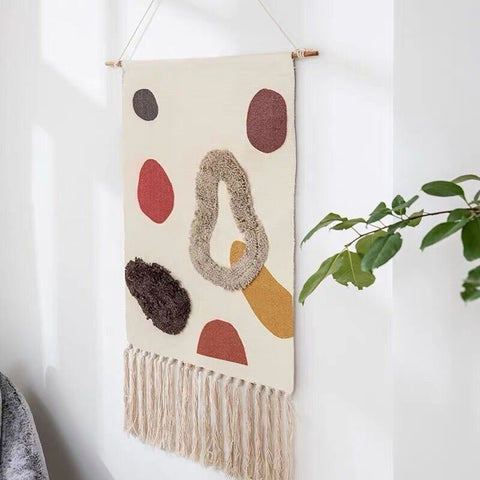 A woven hanging tapestry