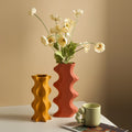 3 wavy-style ceramic vases