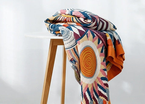 Geometric jacquard throw