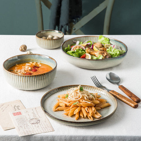 Selection of ceramic plates and bowls.