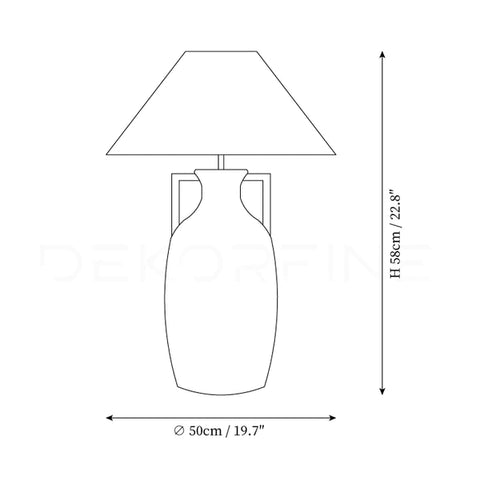 drawing of lamp with dimensions