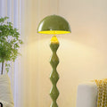 Green ophelia spiral floor lamp in living room