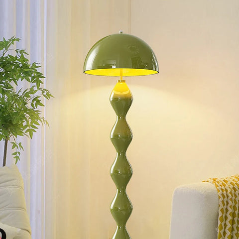 Green ophelia spiral floor lamp in living room