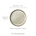 Ceramic plate with dimensions.