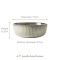 Ceramic bowl with dimensions.