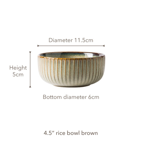 Ceramic bowl with dimensions.