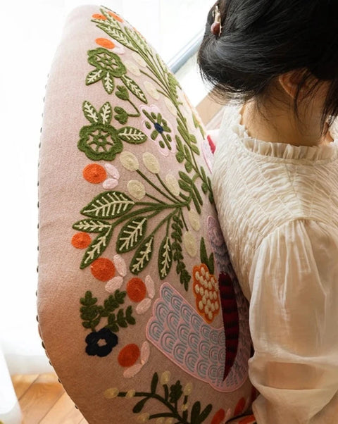 Close up of armchair embroidery