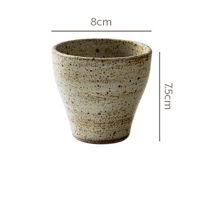 Ceramic cup with dimensions.