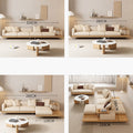 4 images of sofa with dimensions