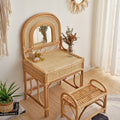 Bamboo and rattan dressing table with stool.