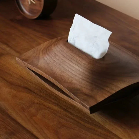 Wooden tissue box on table