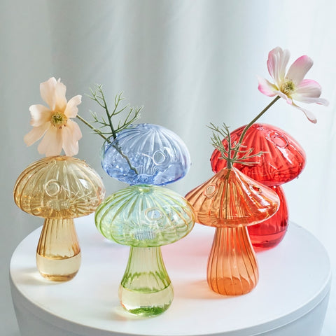 Mushroom vases on table