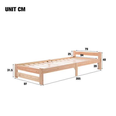 Wooden bed frame with dimensions