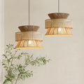 Beige rattan atlas lamps hanging