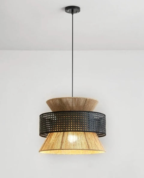 Black rattan atlas lamp hanging