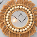 A macrame mirror close up