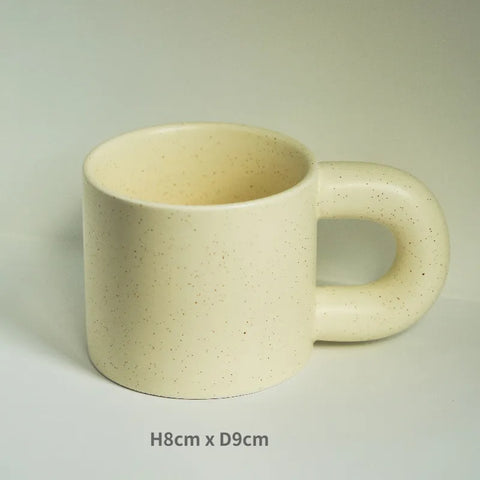 Speckled mug with dimensions 