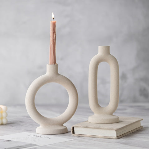 Candlestick holders with candles