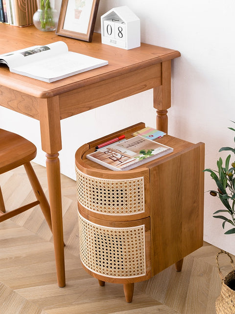 Wooden rattan side table