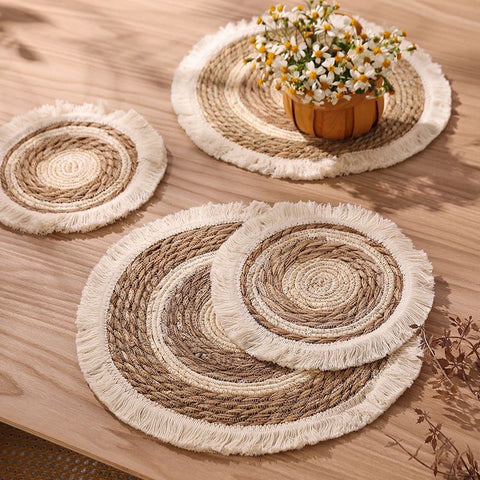 Circular handwoven placemats