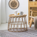 Rattan and wicker drum-style table.