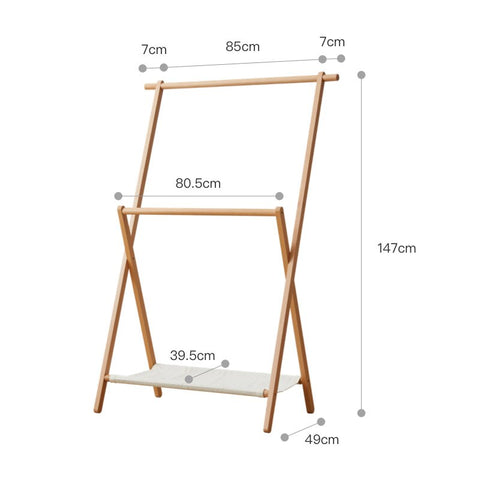 Wooden clothing rack with dimensions