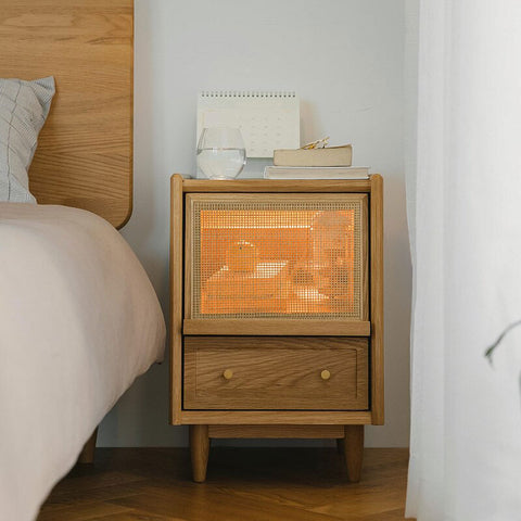 Wooden bedside table with drawer