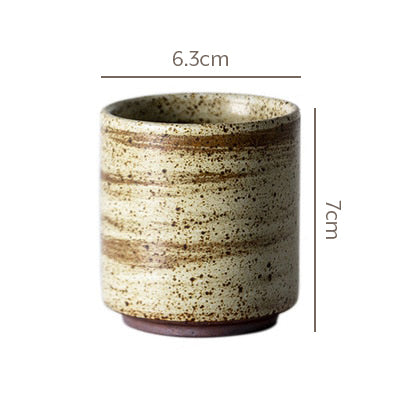 Ceramic cup with dimensions.