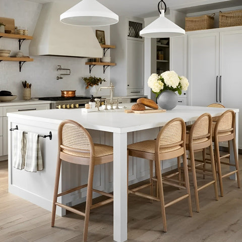 rattan bar chairs in kitchen