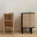 Thow wood and rattan side tables.