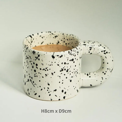 Speckled mug with dimensions