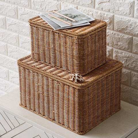 Woven basket storage boxes