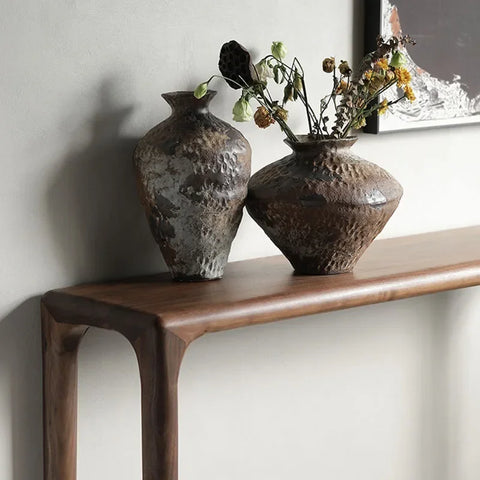 Wooden sideboard in hallway