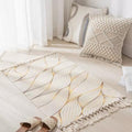 Geometric woven rug with tassels