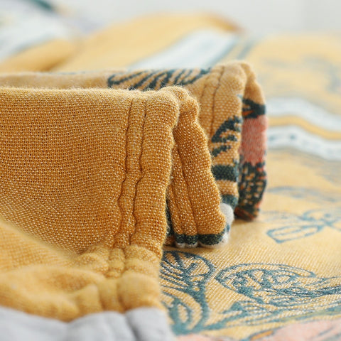 Close up of patterned throw.